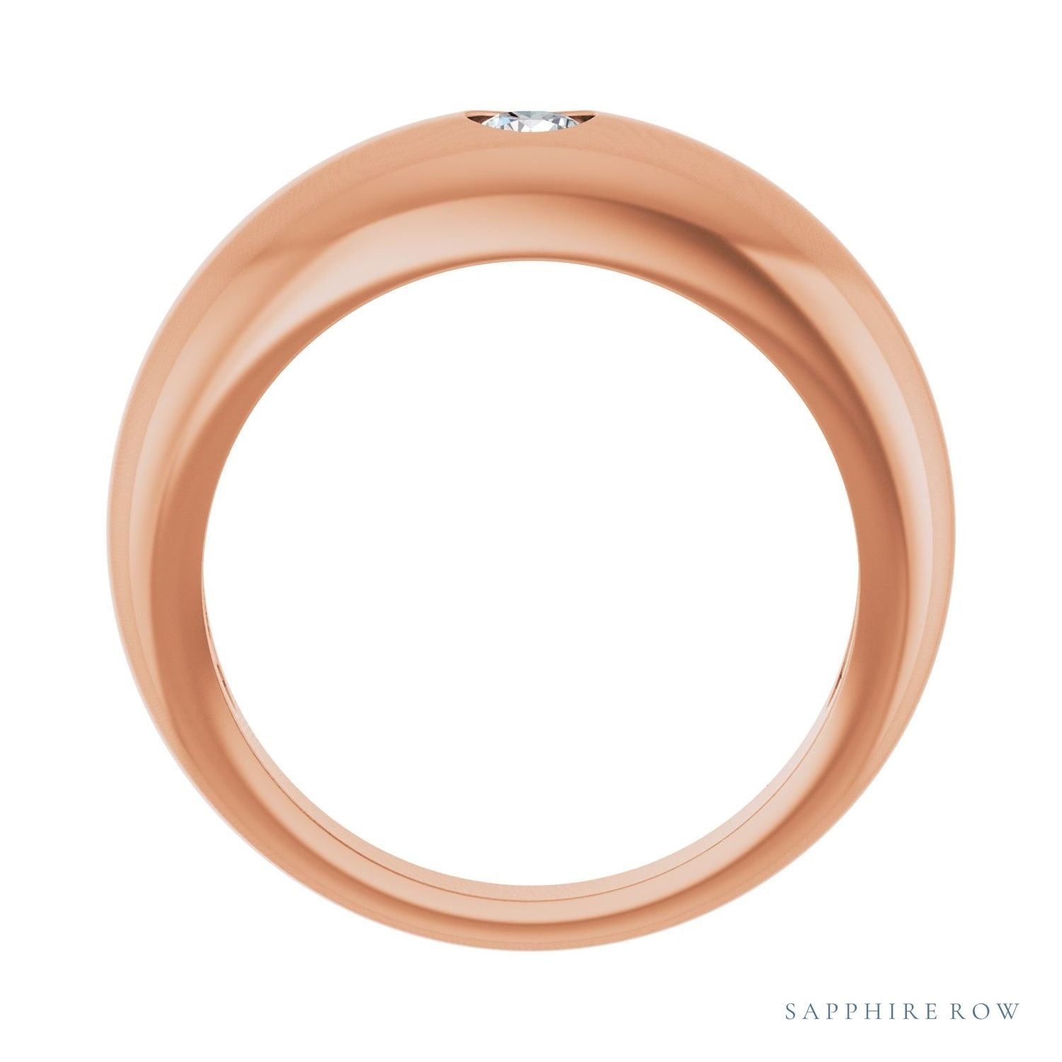Sapphire Row Natural Diamond Solitaire Dome Ring - 14K Rose Gold (view 2)