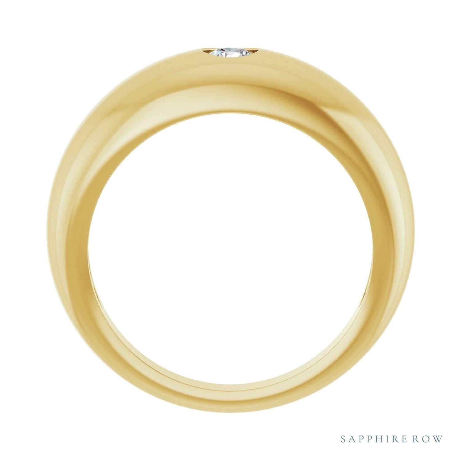 Sapphire Row Natural Diamond Solitaire Dome Ring - 14K Yellow Gold (view 2)
