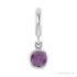 Sapphire Row Lab-Grown Gemstone Round Bezel Dangle Charm - Alexandrite, Platinum