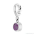 Sapphire Row Lab-Grown Gemstone Round Bezel Dangle Charm - Alexandrite, Platinum (view 2)