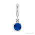 Sapphire Row Lab-Grown Gemstone Round Bezel Dangle Charm - Blue Sapphire, 14K White Gold