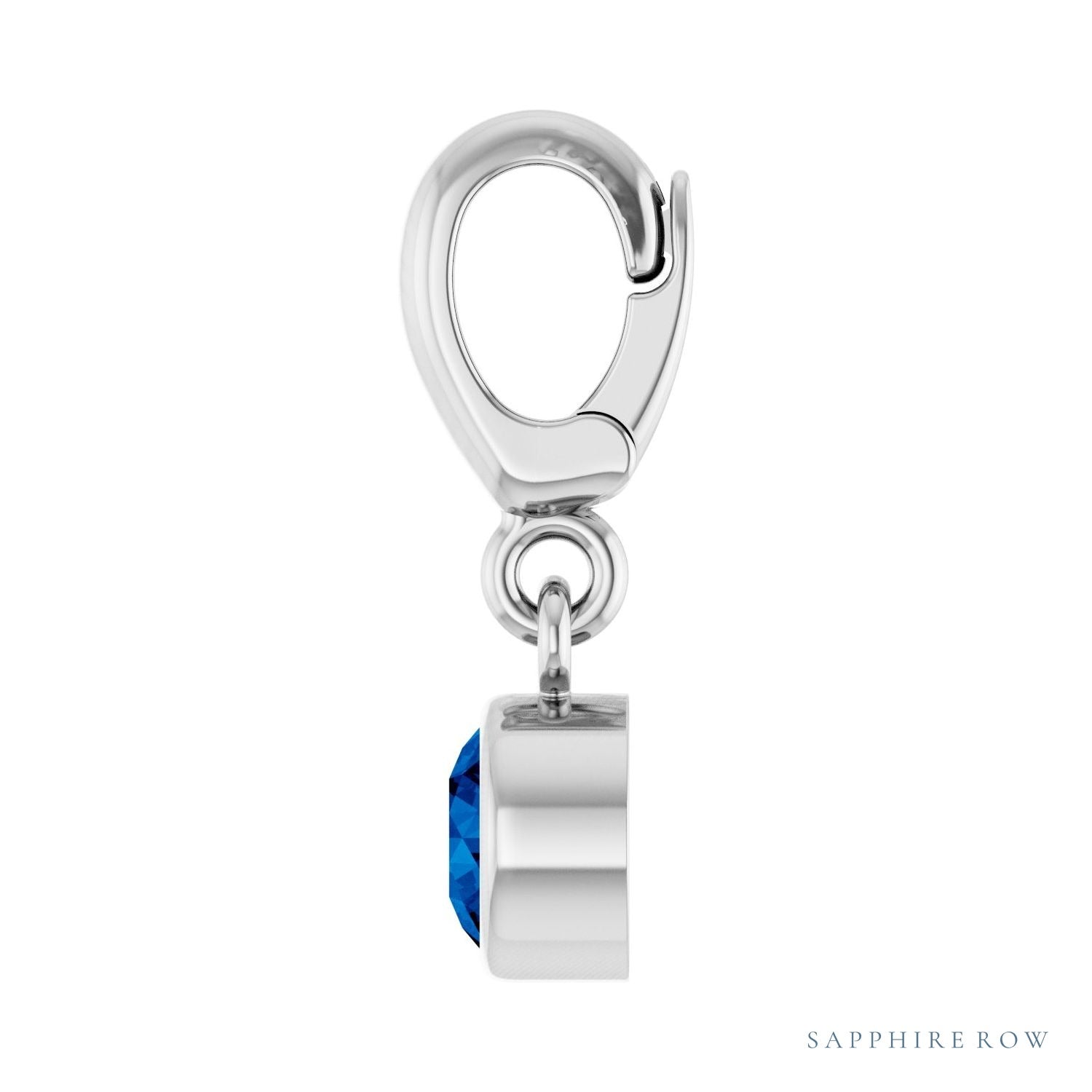 Sapphire Row Lab-Grown Gemstone Round Bezel Dangle Charm - Blue Sapphire, Platinum (view 3)