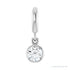 Sapphire Row Lab-Grown Gemstone Round Bezel Dangle Charm - Diamond, 14K White Gold