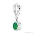 Sapphire Row Lab-Grown Gemstone Round Bezel Dangle Charm - Emerald, 14K White Gold (view 2)