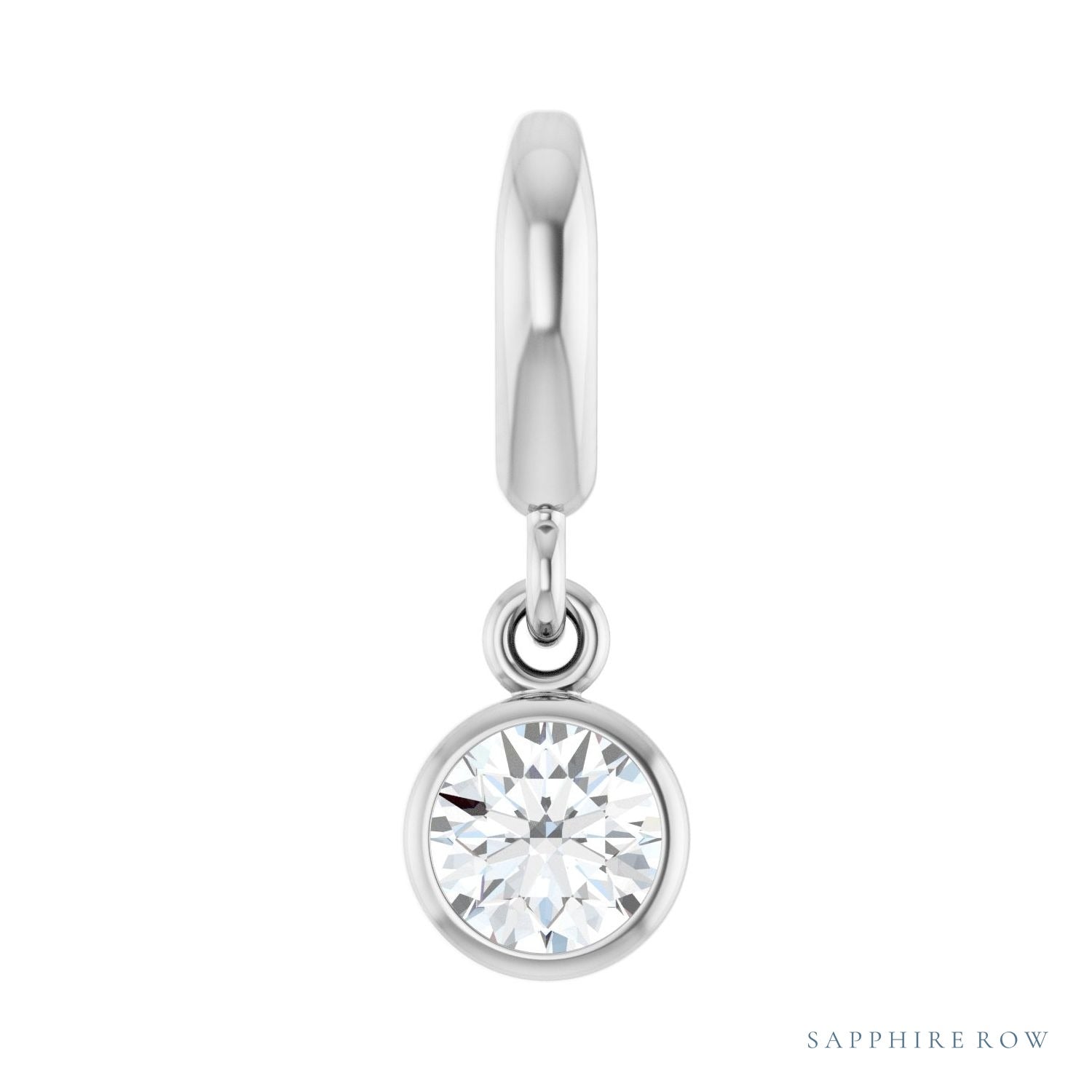 Sapphire Row Lab-Grown Gemstone Round Bezel Dangle Charm - Diamond, Platinum