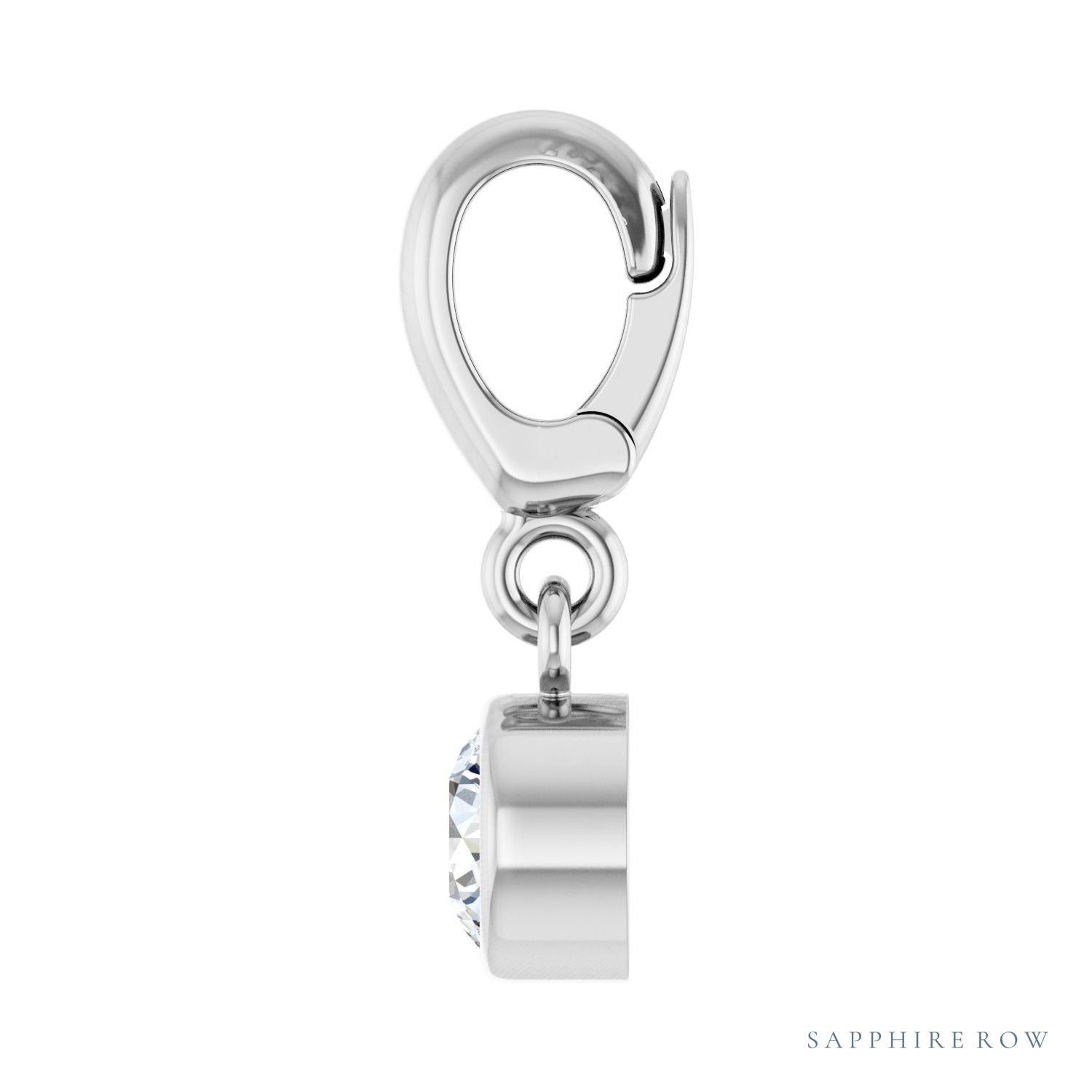 Sapphire Row Lab-Grown Gemstone Round Bezel Dangle Charm - Diamond, Platinum (view 3)