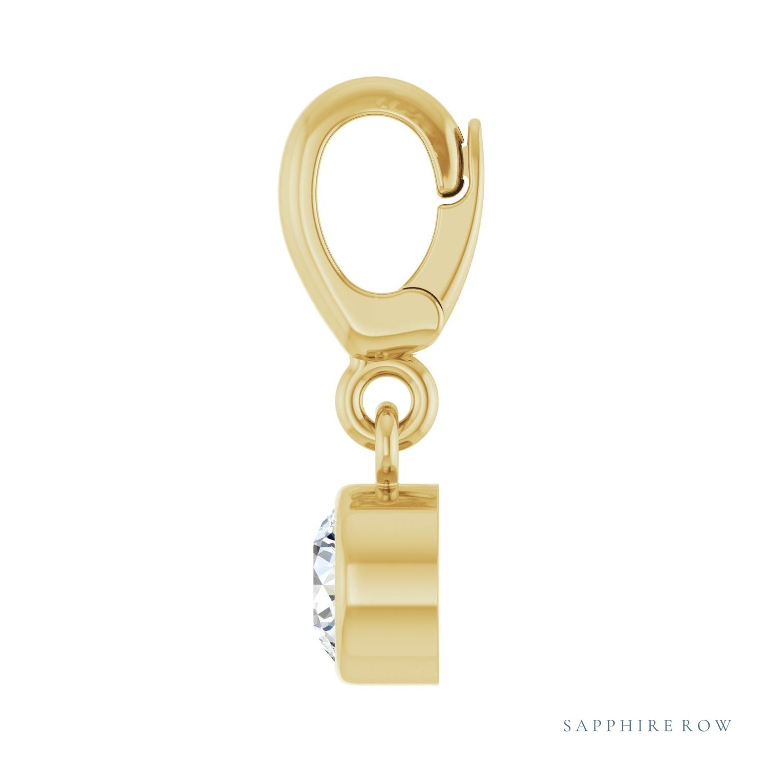 Sapphire Row Lab-Grown Gemstone Round Bezel Dangle Charm - Diamond, 14K Yellow Gold (view 3)