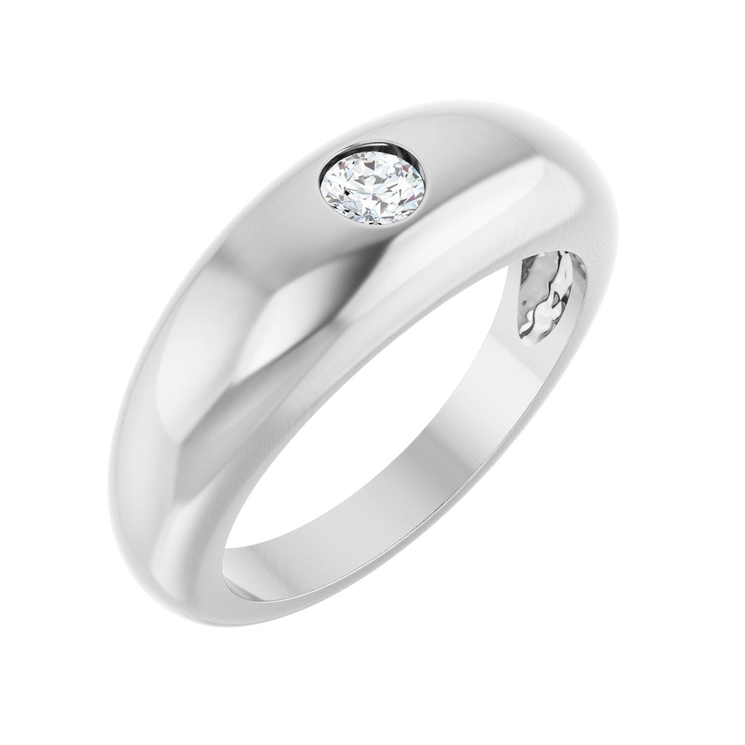 Sapphire Row Lab-Grown Diamond Solitaire Dome Ring - 14K White Gold