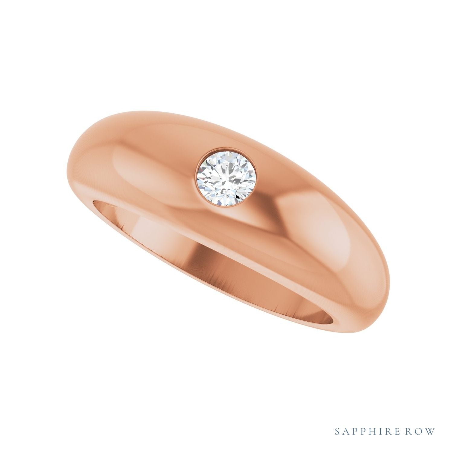Sapphire Row Lab-Grown Diamond Solitaire Dome Ring - 14K Rose Gold (view 5)