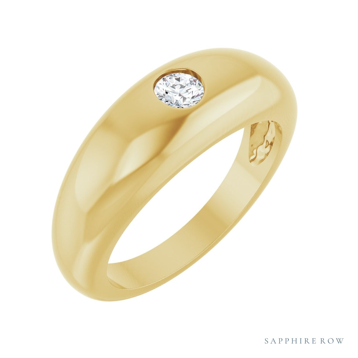 Sapphire Row Lab-Grown Diamond Solitaire Dome Ring - 14K Yellow Gold