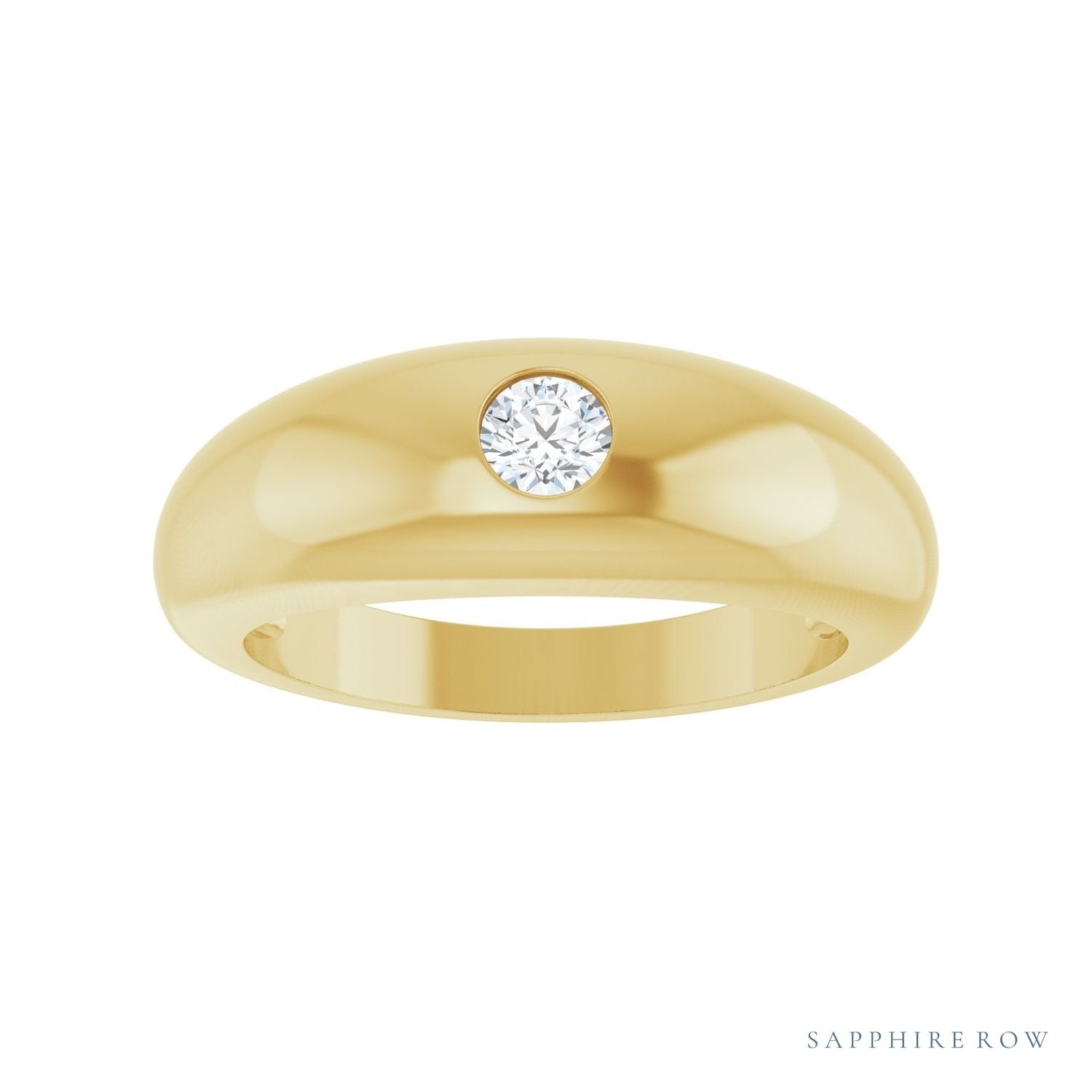 Sapphire Row Lab-Grown Diamond Solitaire Dome Ring - 14K Yellow Gold (view 3)