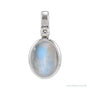 Sapphire Row Natural Cabochon Fixed Bail Pendant - Rainbow Moonstone, Platinum