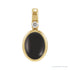 Sapphire Row Natural Cabochon Fixed Bail Pendant - Onyx, 14K Yellow Gold