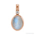 Sapphire Row Natural Cabochon Fixed Bail Pendant - Rainbow Moonstone, 14K Rose Gold