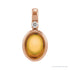 Sapphire Row Natural Cabochon Fixed Bail Pendant - Citrine, 14K Rose Gold