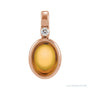 Sapphire Row Natural Cabochon Fixed Bail Pendant - Citrine, 14K Rose Gold