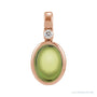 Sapphire Row Natural Cabochon Fixed Bail Pendant - Peridot, 14K Rose Gold