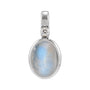 Sapphire Row Natural Cabochon Fixed Bail Pendant - Rainbow Moonstone, 14K White Gold