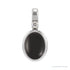 Sapphire Row Natural Cabochon Fixed Bail Pendant - Onyx, Platinum