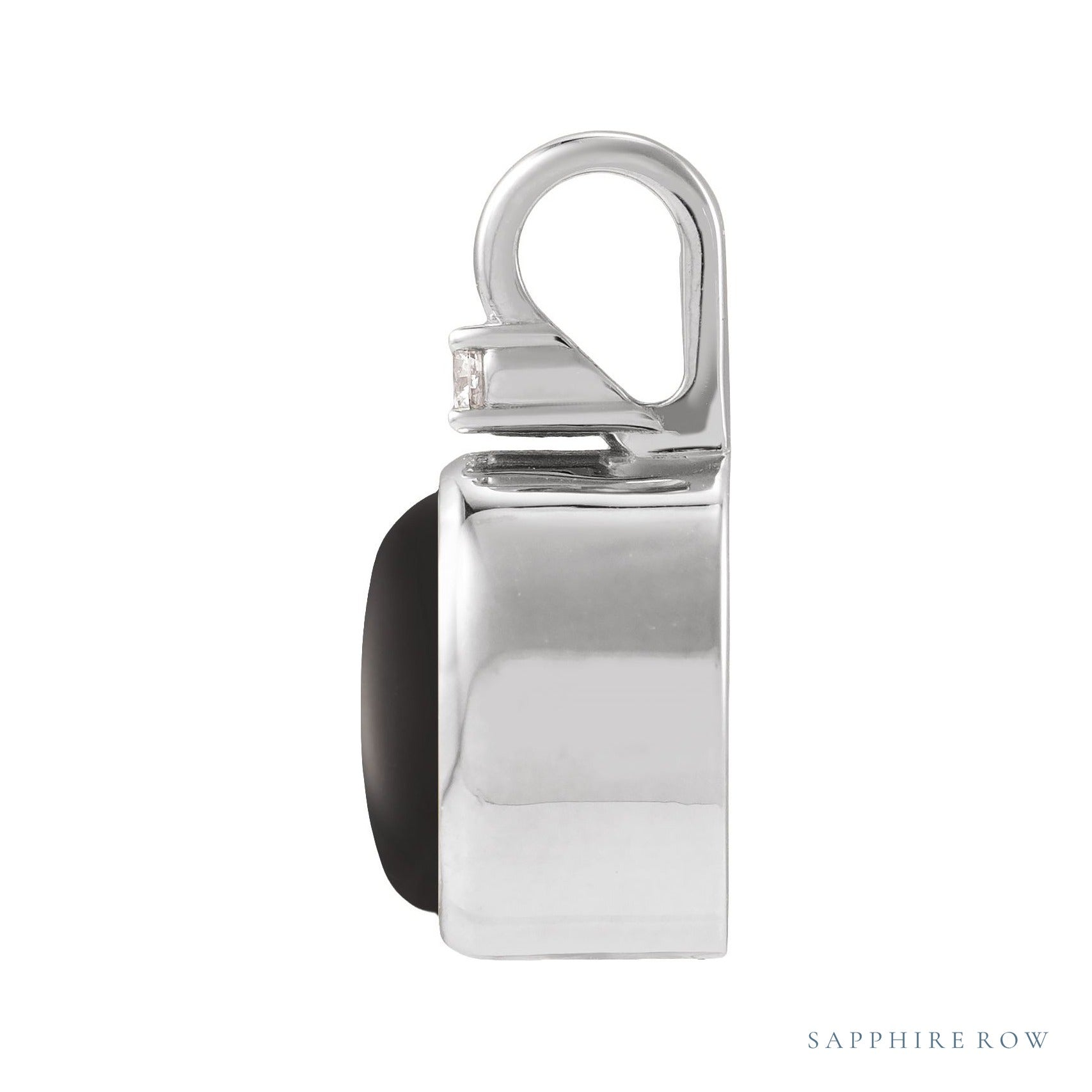 Sapphire Row Natural Cabochon Fixed Bail Pendant - Onyx, Platinum (view 2)