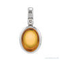 Sapphire Row Natural Cabochon Fixed Bail Pendant - Citrine, Platinum