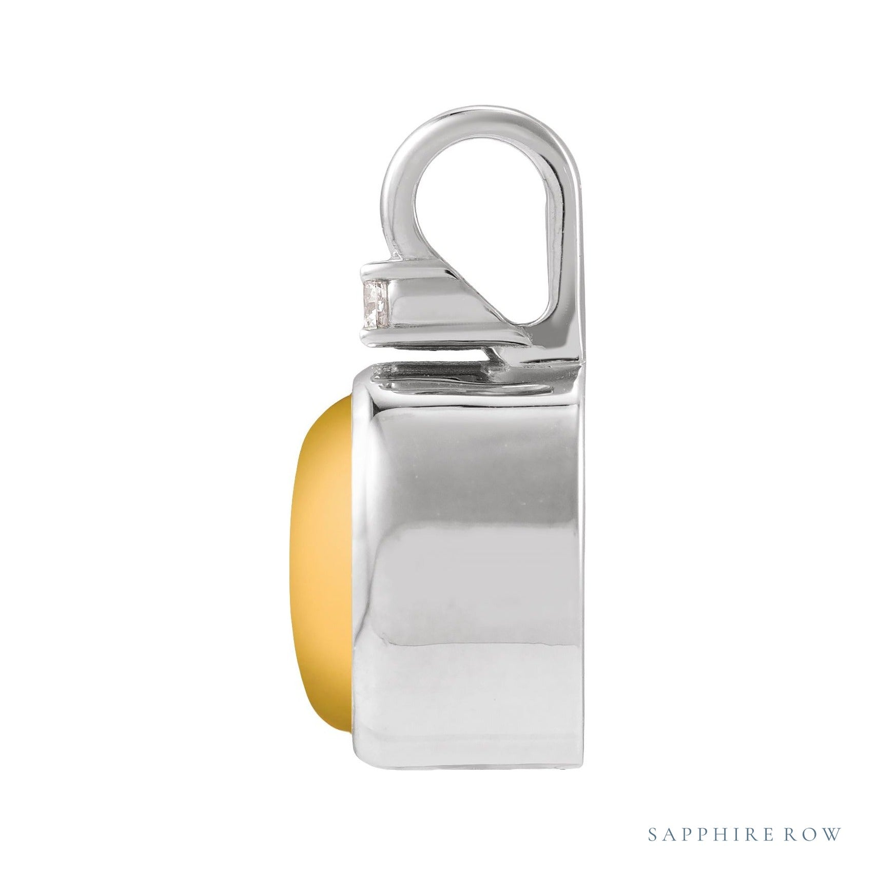 Sapphire Row Natural Cabochon Fixed Bail Pendant - Citrine, Platinum (view 2)