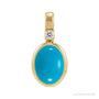 Sapphire Row Natural Cabochon Fixed Bail Pendant - Turquoise, 14K Yellow Gold