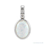 Sapphire Row Natural Cabochon Fixed Bail Pendant - White Opal, 14K White Gold