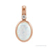 Sapphire Row Natural Cabochon Fixed Bail Pendant - White Opal, 14K Rose Gold
