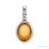 Sapphire Row Natural Cabochon Fixed Bail Pendant - Citrine, 14K White Gold
