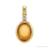 Sapphire Row Natural Cabochon Fixed Bail Pendant - Citrine, 14K Yellow Gold