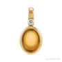 Sapphire Row Natural Cabochon Fixed Bail Pendant - Citrine, 14K Yellow Gold