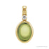 Sapphire Row Natural Cabochon Fixed Bail Pendant - Peridot, 14K Yellow Gold