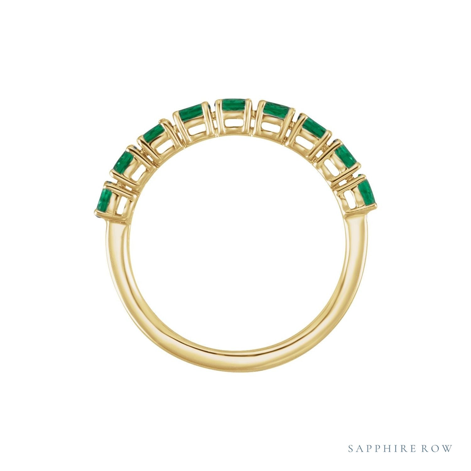 Sapphire Row Lab-Grown Emerald & Diamond Double Pavé Ring - 14K Yellow Gold (view 2)