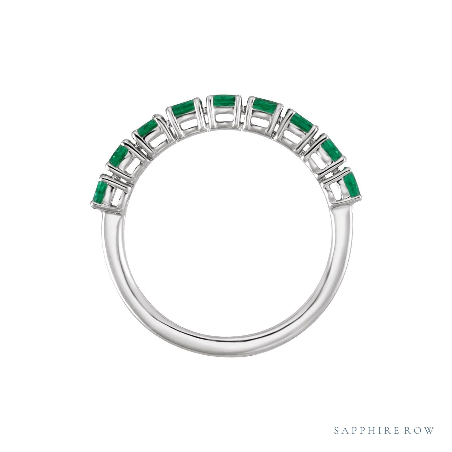 Sapphire Row Lab-Grown Emerald & Diamond Double Pavé Ring - 14K White Gold (view 2)