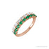 Sapphire Row Lab-Grown Emerald & Diamond Double Pavé Ring - 14K Rose Gold