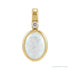 Sapphire Row Lab-Grown Cabochon Fixed Bail Pendant - White Opal, 14K Yellow Gold