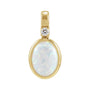 Sapphire Row Lab-Grown Cabochon Fixed Bail Pendant - White Opal, 14K Yellow Gold