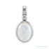 Sapphire Row Lab-Grown Cabochon Fixed Bail Pendant - White Opal, 14K White Gold