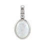 Sapphire Row Lab-Grown Cabochon Fixed Bail Pendant - White Opal, 14K White Gold