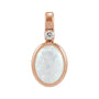 Sapphire Row Lab-Grown Cabochon Fixed Bail Pendant - White Opal, 14K Rose Gold