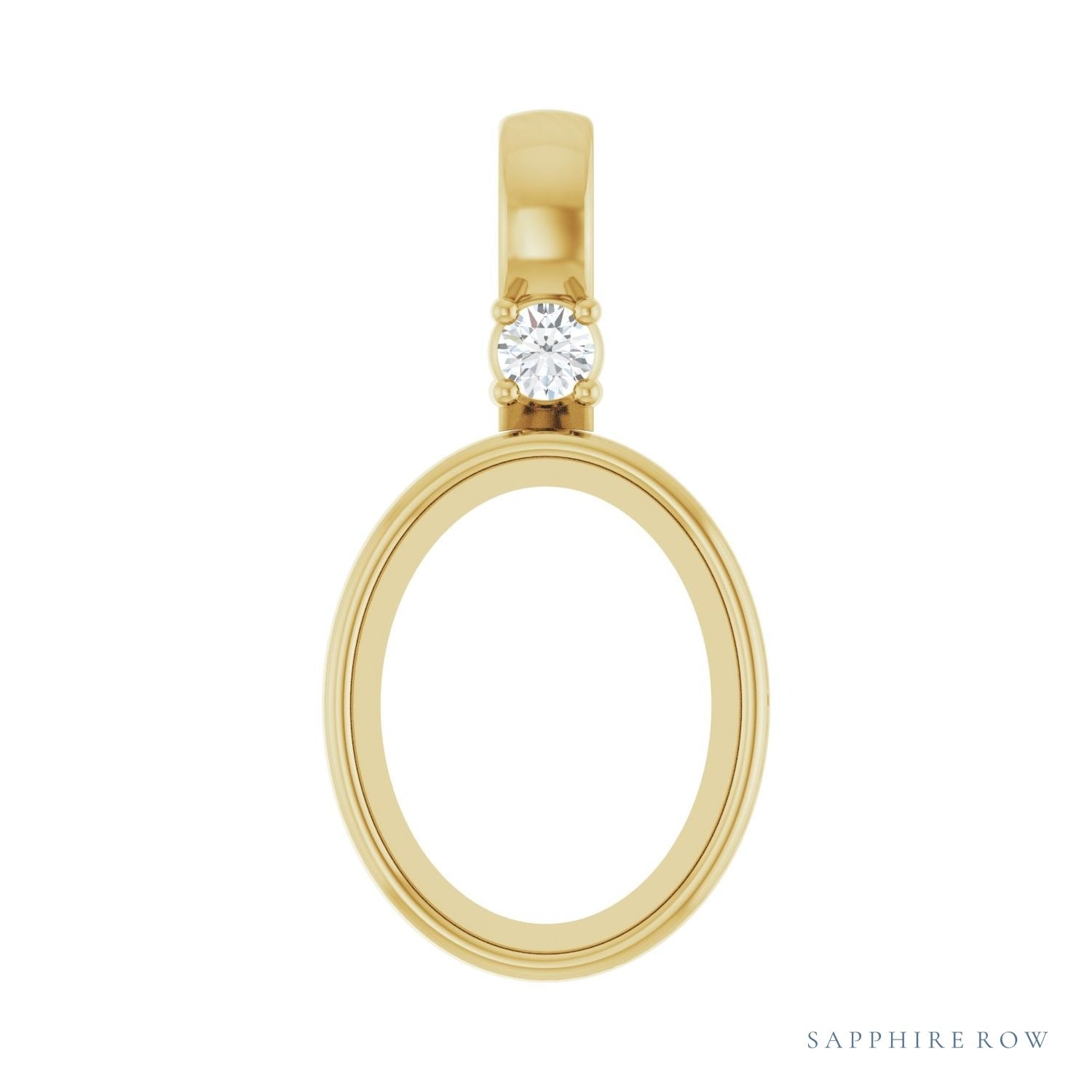 Sapphire Row Lab-Grown Cabochon Fixed Bail Pendant - Diamond, 10K Yellow Gold