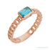 Sapphire Row Natural Sky Blue Topaz Chain Ring - 14K Rose Gold