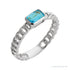 Sapphire Row Natural Sky Blue Topaz Chain Ring - 14K White Gold