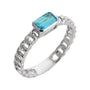 Sapphire Row Natural Sky Blue Topaz Chain Ring - 14K White Gold