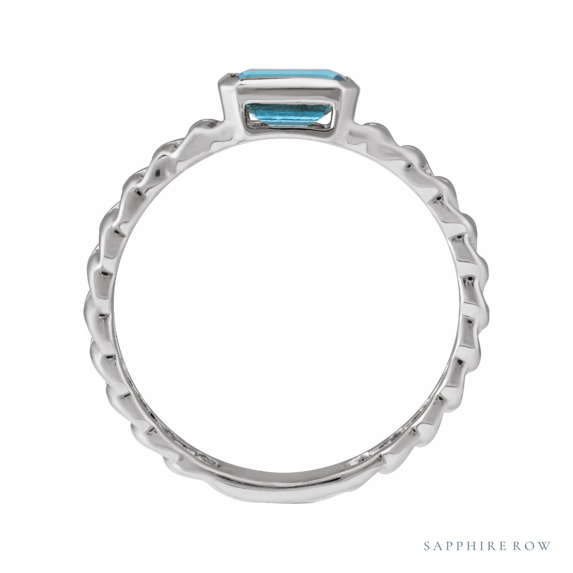 Sapphire Row Natural Sky Blue Topaz Chain Ring - 14K White Gold (view 2)