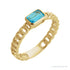 Sapphire Row Natural Sky Blue Topaz Chain Ring - 14K Yellow Gold