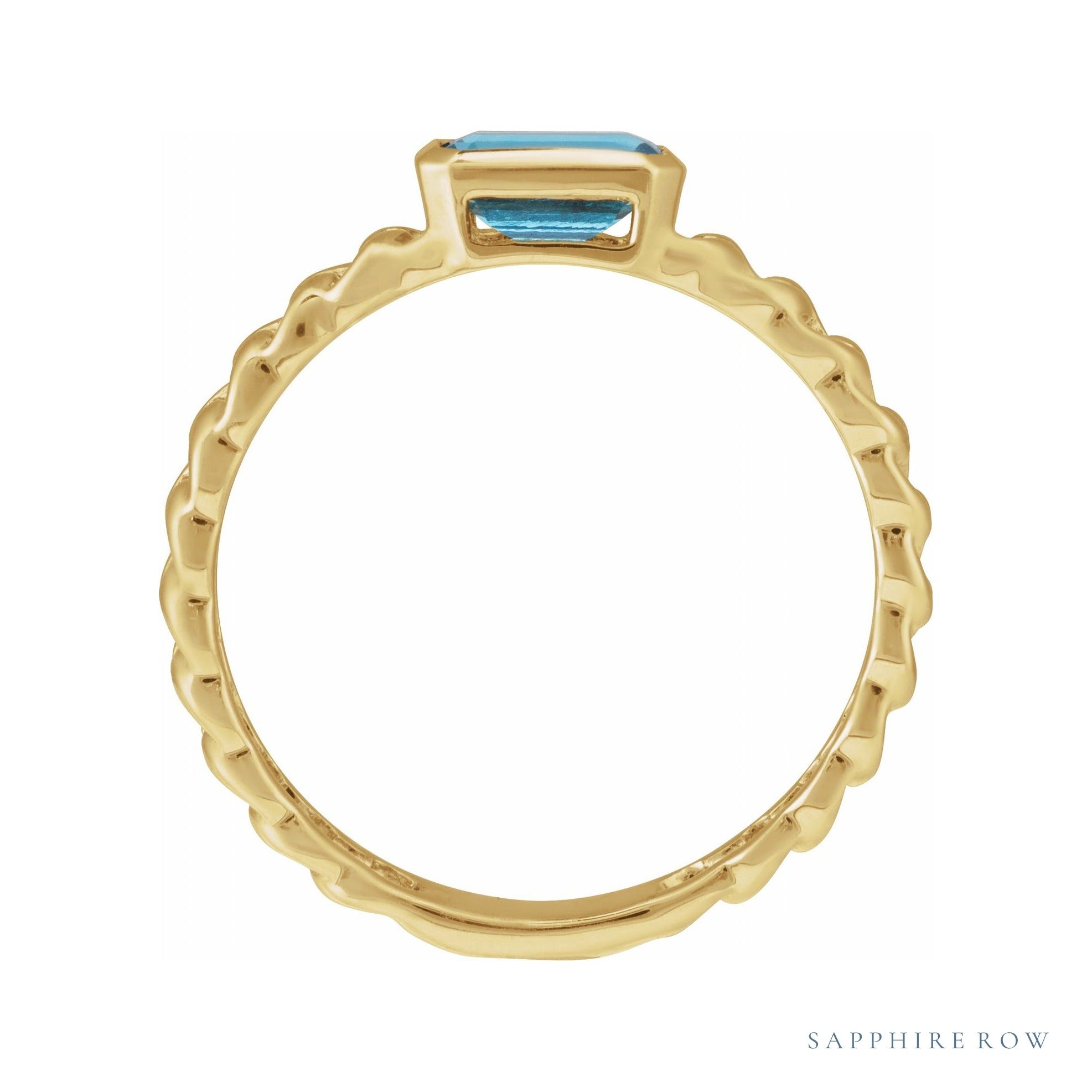 Sapphire Row Natural Sky Blue Topaz Chain Ring - 14K Yellow Gold (view 2)