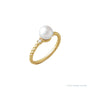 Sapphire Row Cultured Pearl Twisted Rope Ring - 14K Yellow Gold