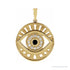 Sapphire Row Natural Gemstone Evil Eye Disc Pendant - Black Onyx, 14K Yellow Gold